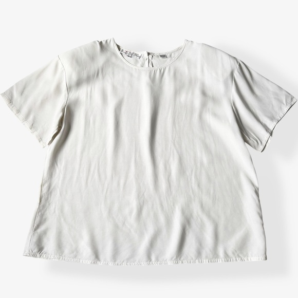 VTG 80s Herman Geist for Talbots Antique White Relaxed Short Sleeve Shirt Blouse - Picture 4 of 9